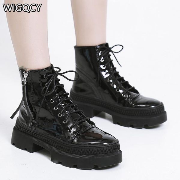 boots 2021 winter style women's fashion lace-up side zipper low thick bottom round toe british, Black
boots 2021 winter style women's fashion lace-up side zipper low thick bottom round toe british, Black