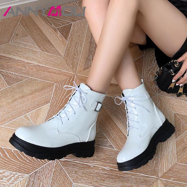 annymol flat platform motorcycle boots woman ankle boots lace up short buckle female shoes autumn winter white wine red 40, Black
annymol flat platform motorcycle boots woman ankle boots lace up short buckle female shoes autumn winter white wine red 40, Black