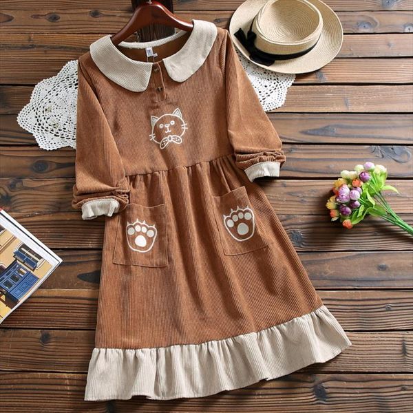 autumn winter cute kawaii women corduroy dress new style peter pan collar long sleeve mori girl sweet dress, Black;gray
autumn winter cute kawaii women corduroy dress new style peter pan collar long sleeve mori girl sweet dress, Black;gray