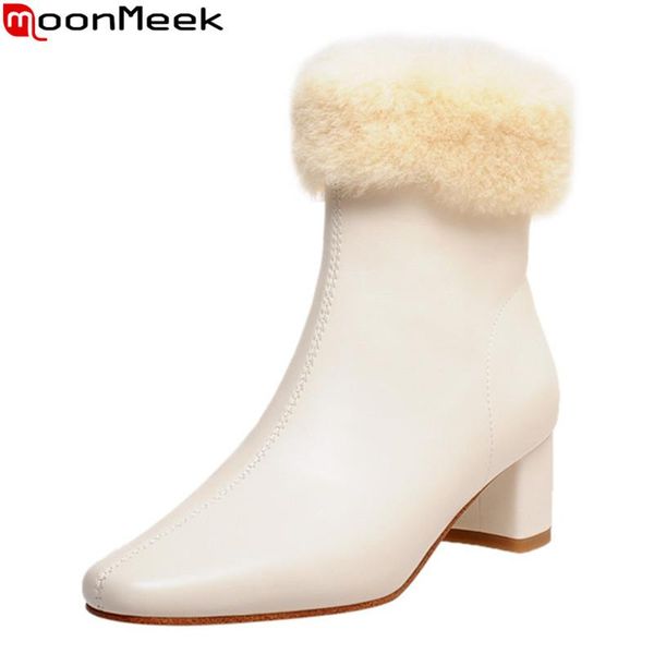 moonmeek 2021 new arrival women boots sheepskin ankle boots thick heels square toewinter black rice white
moonmeek 2021 new arrival women boots sheepskin ankle boots thick heels square toewinter black rice white