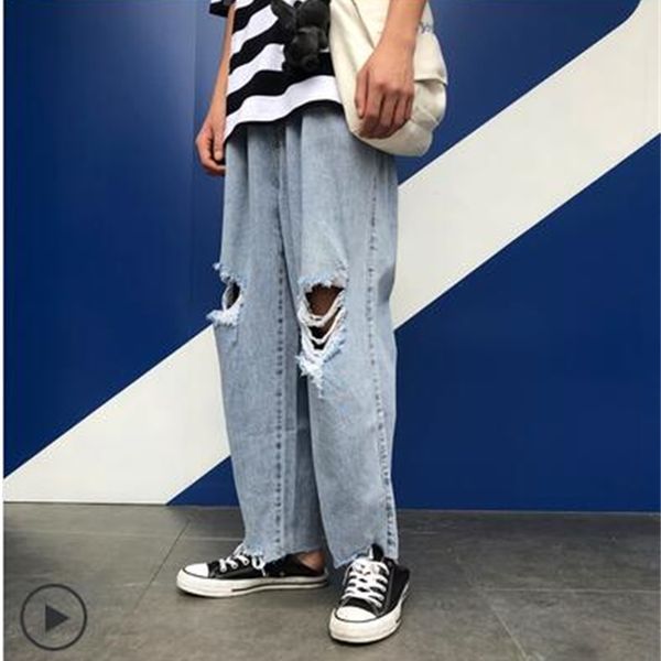 2021 the new summer masculine and feminine fashion simple blue ankle adjustment length hare pants streetwear vintage hole jeans 1nrs
2021 the new summer masculine and feminine fashion simple blue ankle adjustment length hare pants streetwear vintage hole jeans 1nrs