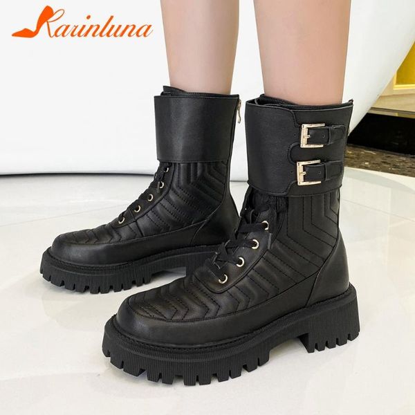 fashion new brand design autumn winter woman shoes genuine leather round toe cross-tied buckle straps platofrm mid-calf boots, Black
fashion new brand design autumn winter woman shoes genuine leather round toe cross-tied buckle straps platofrm mid-calf boots, Black