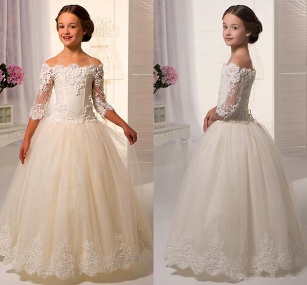 new girl wedding dresses floor-length lace sleeve off-shoulder elegant lovely appliques puffy tulle flower girls' dresses princess, White;blue
new girl wedding dresses floor-length lace sleeve off-shoulder elegant lovely appliques puffy tulle flower girls' dresses princess, White;blue