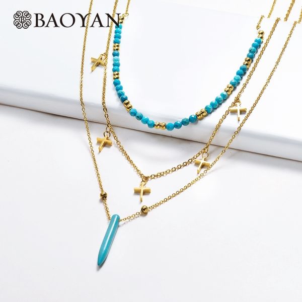 baoyan blue turquoises bullet pendant necklaces natural stone beads necklaces multi layered gold stainless steel necklaces women y200730, Silver
baoyan blue turquoises bullet pendant necklaces natural stone beads necklaces multi layered gold stainless steel necklaces women y200730, Silver