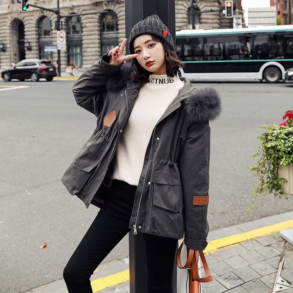 female brief paragraph 2021 of the new winter collect waist heavy hair collar with velvet tooling winter jacket coat, Black
female brief paragraph 2021 of the new winter collect waist heavy hair collar with velvet tooling winter jacket coat, Black