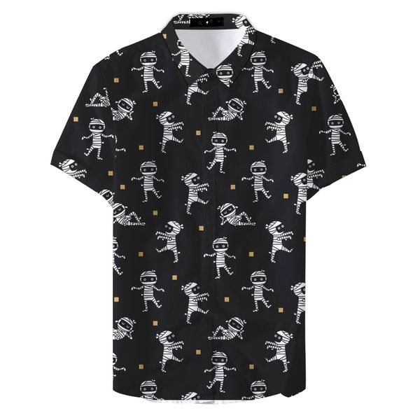 fashion summer men flowers halloween custom casual shirts, White;black