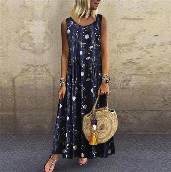 38# vintage summer maxi dress women bohemian floral print sleeveless dress loose plus size long dresses boho dress femme, Black;gray
38# vintage summer maxi dress women bohemian floral print sleeveless dress loose plus size long dresses boho dress femme, Black;gray