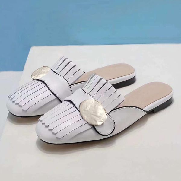 real leather fashion slippers women's wear designer's flat shoes metal buckle comfortable spring autumn women's shoes women&#, Black
real leather fashion slippers women's wear designer's flat shoes metal buckle comfortable spring autumn women's shoes women&#, Black
