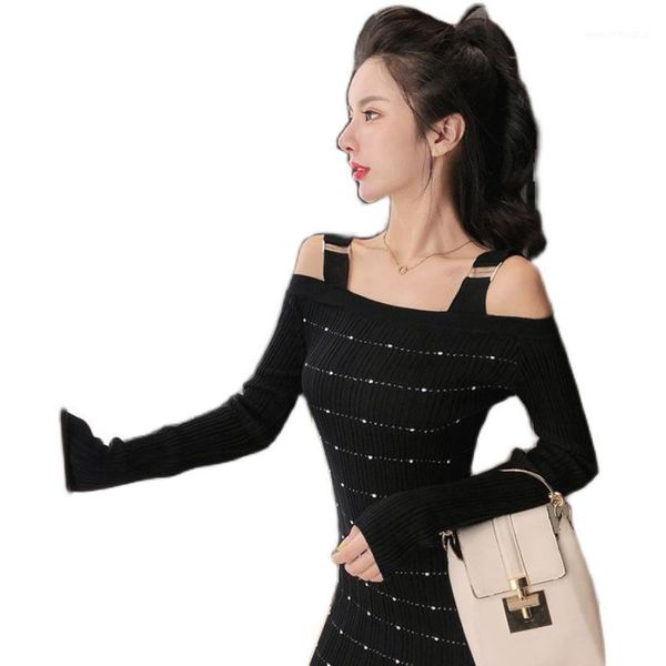 casual dresses knitted spaghetti strap solid slim women dress 2021 autumn and winter thicken long sleeve knitwear female1, Black;gray
casual dresses knitted spaghetti strap solid slim women dress 2021 autumn and winter thicken long sleeve knitwear female1, Black;gray