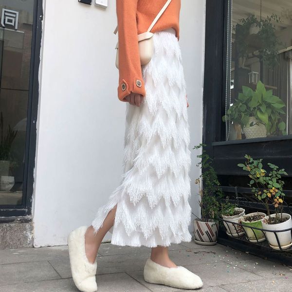 female maxi fashion 2021 korean casual fringe high waist long straight skirt black white ladies kk77
female maxi fashion 2021 korean casual fringe high waist long straight skirt black white ladies kk77