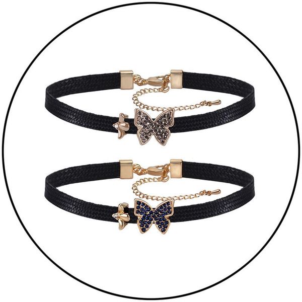 chokers rhinestone butterfly choker necklace short female clavicle black leather chain for women party jewelry collares mujer, Golden;silver
chokers rhinestone butterfly choker necklace short female clavicle black leather chain for women party jewelry collares mujer, Golden;silver