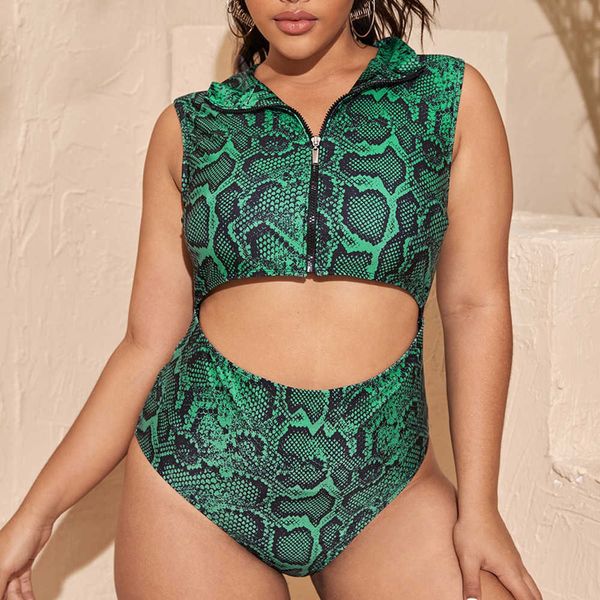 2021 bikini fashion cut sleeve snake print deep v zipper one piece large swimsuit for women, White;black
2021 bikini fashion cut sleeve snake print deep v zipper one piece large swimsuit for women, White;black
