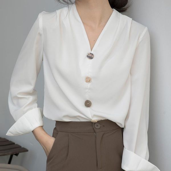 women's blouses & shirts 2021 autumn women elegance v-neck solid blouse vintage long sleeve chiffon shirt office lady button up korean, White
women's blouses & shirts 2021 autumn women elegance v-neck solid blouse vintage long sleeve chiffon shirt office lady button up korean, White