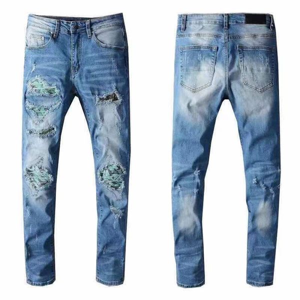European and American summer hip-hop high-street fashion brand jeans, washable retro torn fold stitching men's digner motorcycle slim-fit ., Blue
European and American summer hip-hop high-street fashion brand jeans, washable retro torn fold stitching men's digner motorcycle slim-fit ., Blue