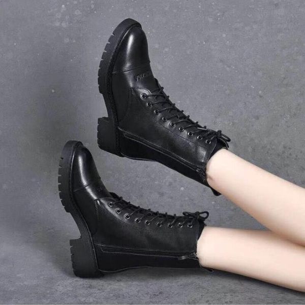 2020 autumn and winter new first layer cowhide double zipper casual all-match martin boots flat leather boots, Black
2020 autumn and winter new first layer cowhide double zipper casual all-match martin boots flat leather boots, Black