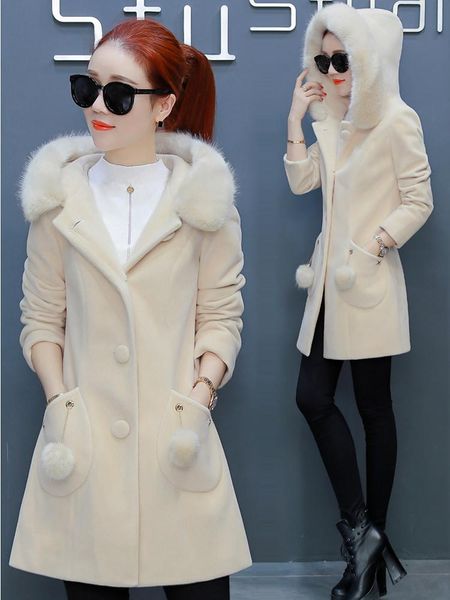 women's medium length 2020 new style autumn winter wear, fashionable thickening dress, winter little woolen coat., Black
women's medium length 2020 new style autumn winter wear, fashionable thickening dress, winter little woolen coat., Black