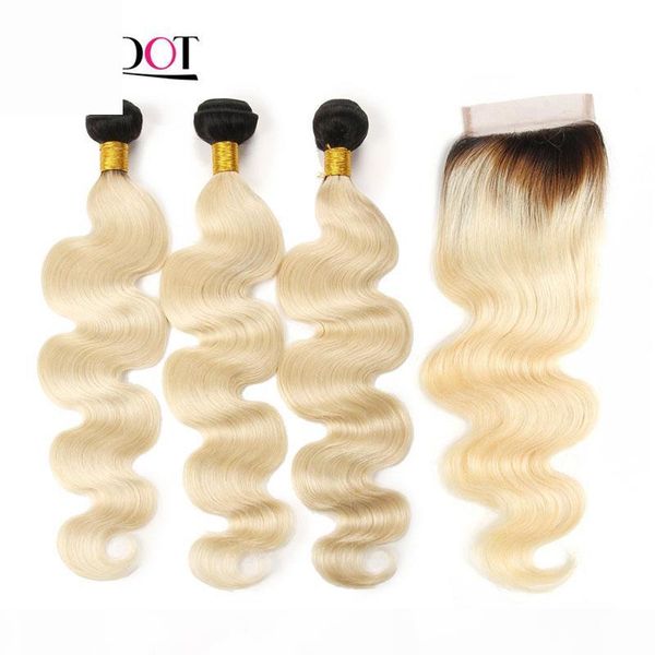 9a ombre 1b 613# color blonde lace closures with 3 bundles brazilian virgin human hair weave body wave peruvian malaysian indian extensions, Black
9a ombre 1b 613# color blonde lace closures with 3 bundles brazilian virgin human hair weave body wave peruvian malaysian indian extensions, Black