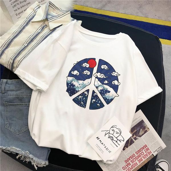 summer female fashion harajuku large size japanese wave print fun causal short sleeved t shirt tees new wave o neck t, White
summer female fashion harajuku large size japanese wave print fun causal short sleeved t shirt tees new wave o neck t, White