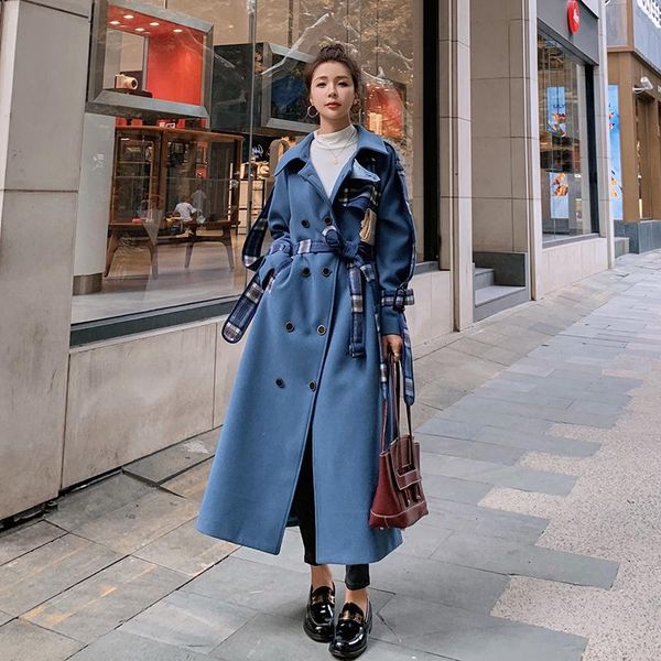 female jacket 2020 autumn winter plaid splicing over knee loose slimming mid-length casual thickened warm wool woolen coat a98, Black
female jacket 2020 autumn winter plaid splicing over knee loose slimming mid-length casual thickened warm wool woolen coat a98, Black