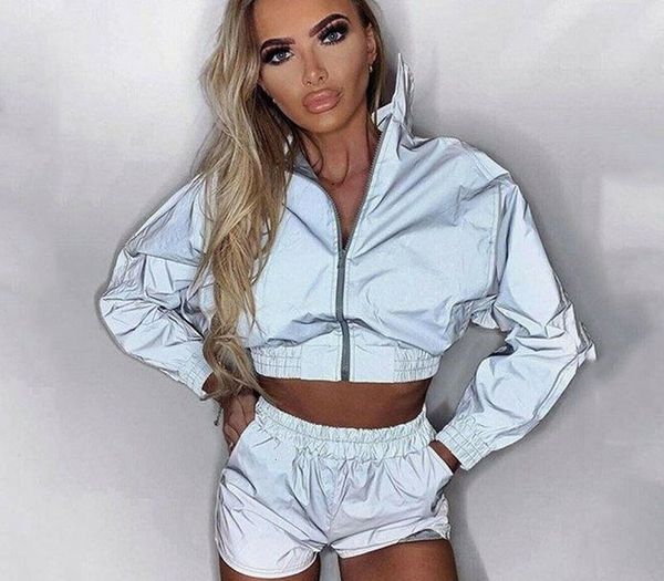 2019 осень женщины tracksuit zip отражающие свет короткие куртки пальто верхняя одежда casual clubwear спортивный костюм фестиваль одежда пл, Gray
2019 осень женщины tracksuit zip отражающие свет короткие куртки пальто верхняя одежда casual clubwear спортивный костюм фестиваль одежда пл, Gray