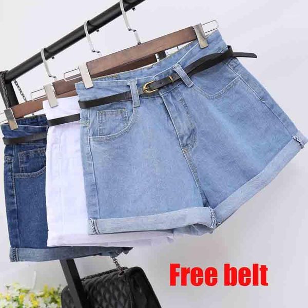 women denim shorts high waist jeans shorts street wear loose casual female1, White;black