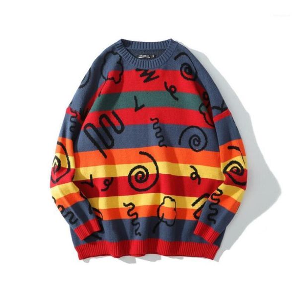 color block rainbow stripe knitted jumper sweaters streetwear men 2020 hip hop harajuku casual pullover knitwear w13281, White;black
color block rainbow stripe knitted jumper sweaters streetwear men 2020 hip hop harajuku casual pullover knitwear w13281, White;black