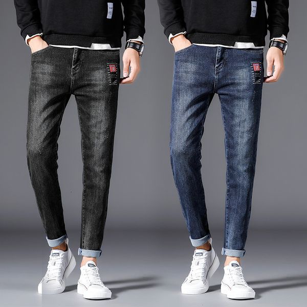 four seasons new korean slim fit elastic men's leg 2020 trend fashion jeans pants, Blue
four seasons new korean slim fit elastic men's leg 2020 trend fashion jeans pants, Blue