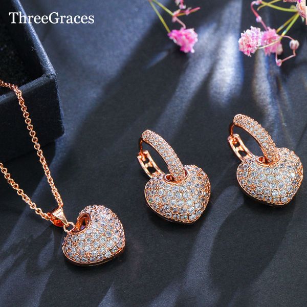 threegraces rose gold color setting white cubic zirconia vintage prom heart earrings necklace sets for women js120, Silver
threegraces rose gold color setting white cubic zirconia vintage prom heart earrings necklace sets for women js120, Silver