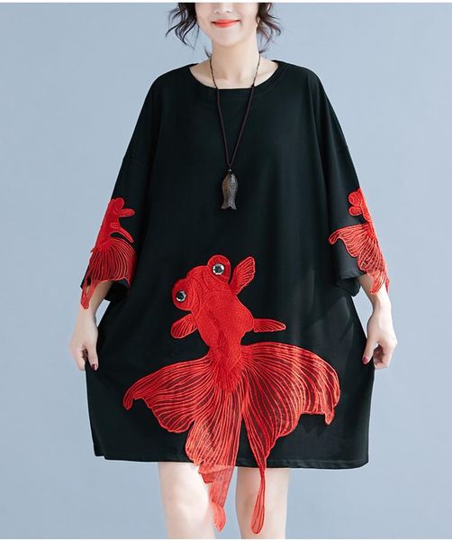 embroidery fish tassel patchwork beading pearl eye pretty contrast loose oversized dress vintage spring autumn long/pullover/tee, Black;gray
embroidery fish tassel patchwork beading pearl eye pretty contrast loose oversized dress vintage spring autumn long/pullover/tee, Black;gray