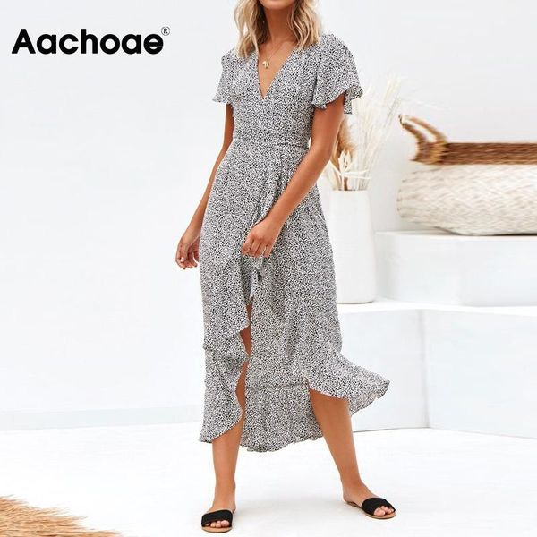 2020 summer dot print maxi dresses for women boho style split long beach dress v neck short sleeve ruffle casual wrap dress1, Black;gray
2020 summer dot print maxi dresses for women boho style split long beach dress v neck short sleeve ruffle casual wrap dress1, Black;gray