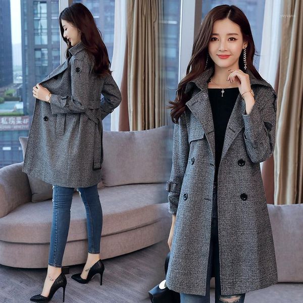 2019 spring autumn women clothing new fashion casual large size overcoat slim loose elegant plaid windbreaker female jacket q321, Tan;black 
2019 spring autumn women clothing new fashion casual large size overcoat slim loose elegant plaid windbreaker female jacket q321, Tan;black