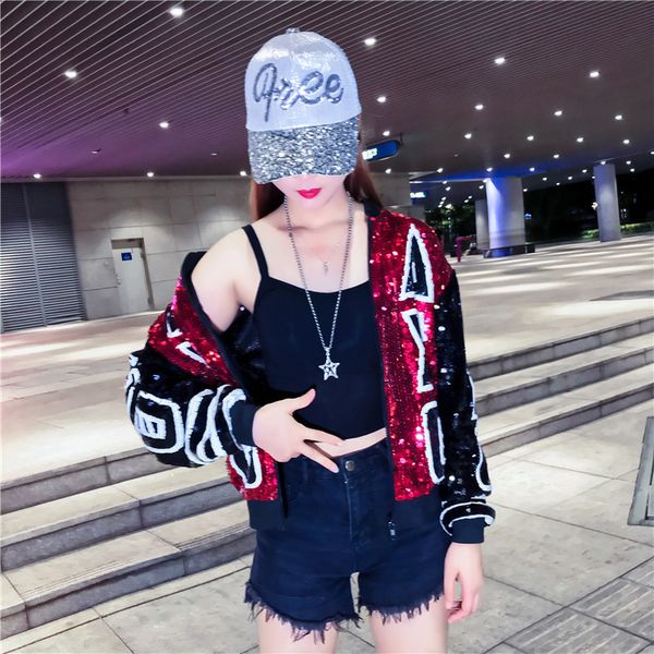 fashion women sequins coat bomber jacket long sleeve zipper streetwear casual loose glitter outerwear chaquetas mujer 201028, Black;brown
fashion women sequins coat bomber jacket long sleeve zipper streetwear casual loose glitter outerwear chaquetas mujer 201028, Black;brown