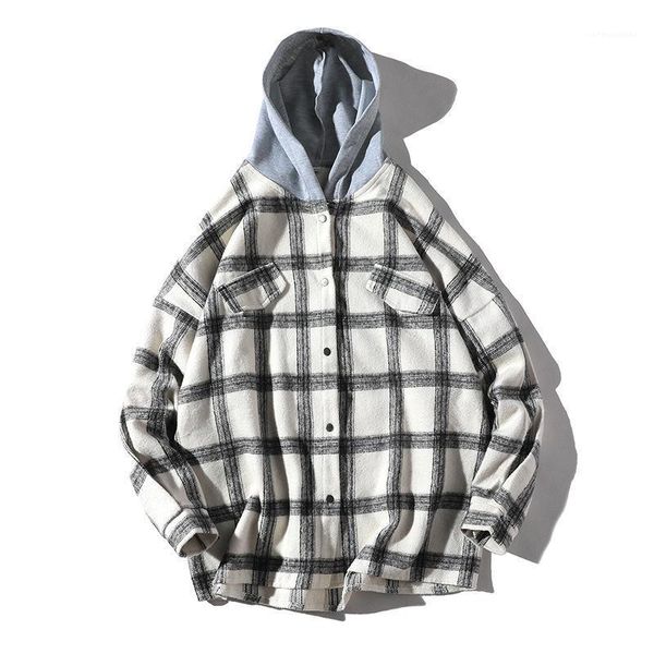 men shirt with hooded autumn and spring new brand hip-hop lattice shirt coat men streetwear single breasted shirts1, White;black
men shirt with hooded autumn and spring new brand hip-hop lattice shirt coat men streetwear single breasted shirts1, White;black