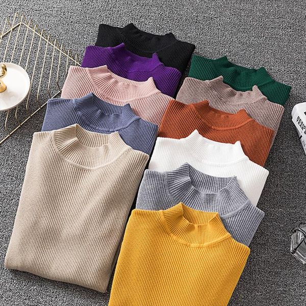 sweater women high neck knitted pullover sweater 2020 autumn winter clothes women solid casual slim basic knit pull femme, White;black
sweater women high neck knitted pullover sweater 2020 autumn winter clothes women solid casual slim basic knit pull femme, White;black