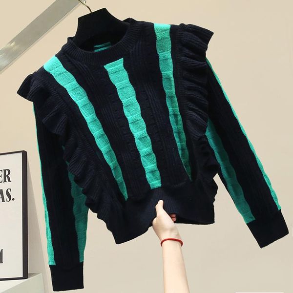 2020 autumn winter sweaters women all match striped black and green pullovers korean sueter mujer fashion, White;black
2020 autumn winter sweaters women all match striped black and green pullovers korean sueter mujer fashion, White;black