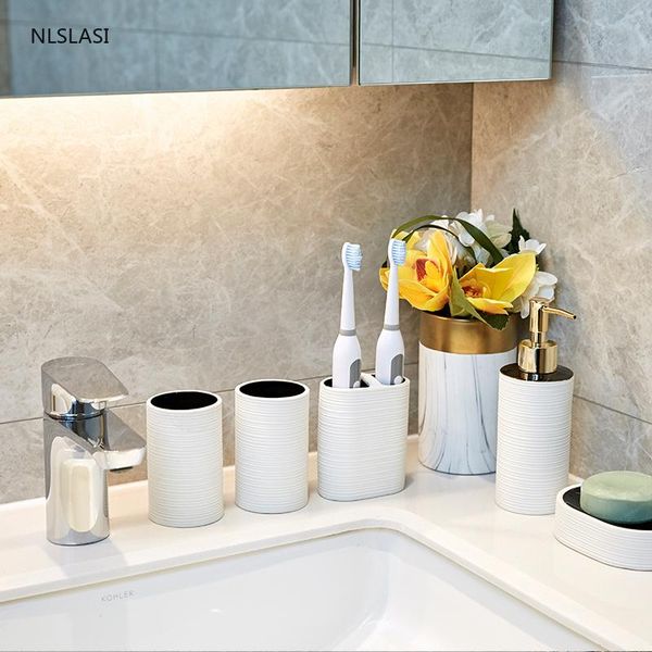 bath accessory set creativity stripe bathroom ceramic five-piece wash tools soap dispenser gargle cup toothbrush holder dish
bath accessory set creativity stripe bathroom ceramic five-piece wash tools soap dispenser gargle cup toothbrush holder dish