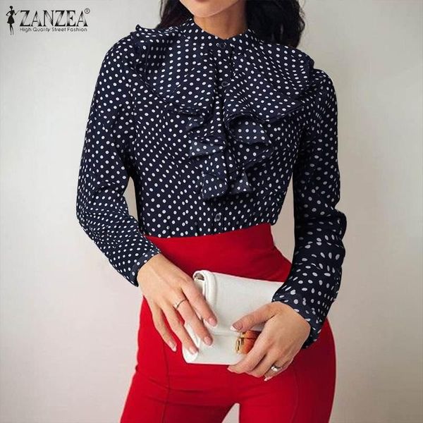 women's blouses & shirts 2021 spring long sleeve zanzea casual printed blusas blouse women elegant bow tie polka dots female tunic che, White
women's blouses & shirts 2021 spring long sleeve zanzea casual printed blusas blouse women elegant bow tie polka dots female tunic che, White