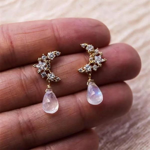 crescent moon white crystal pendant earrings moonstone dangle women female wedding party boho jewelry & chandelier, Silver
crescent moon white crystal pendant earrings moonstone dangle women female wedding party boho jewelry & chandelier, Silver