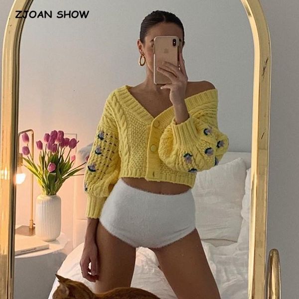 stylish women puff sleeve hand crochet flower cardigan retrov neck long sleeve knitted cropped sweater punk pull korea clothes, White
stylish women puff sleeve hand crochet flower cardigan retrov neck long sleeve knitted cropped sweater punk pull korea clothes, White