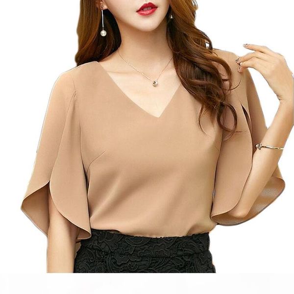 womens and blouses plus size chiffon shirt short sleeve 2019 summer new korean fashion v-neck temperament shirt e201, White
womens and blouses plus size chiffon shirt short sleeve 2019 summer new korean fashion v-neck temperament shirt e201, White