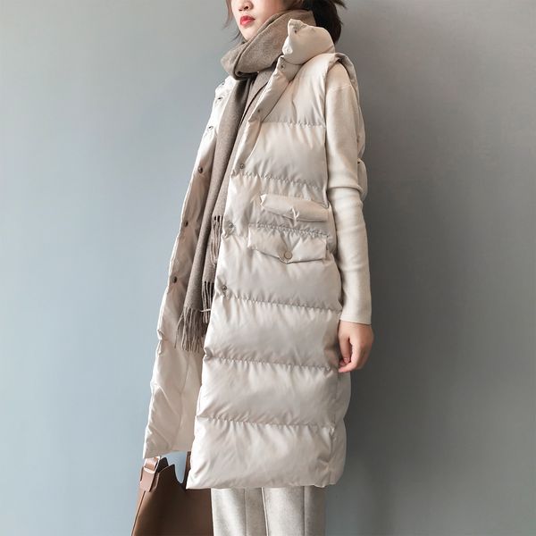 winter long sleeveless vest coats women stand neck slim cotton padded jacket vests korean fashion jacket woman waistcoat, Black;white
winter long sleeveless vest coats women stand neck slim cotton padded jacket vests korean fashion jacket woman waistcoat, Black;white