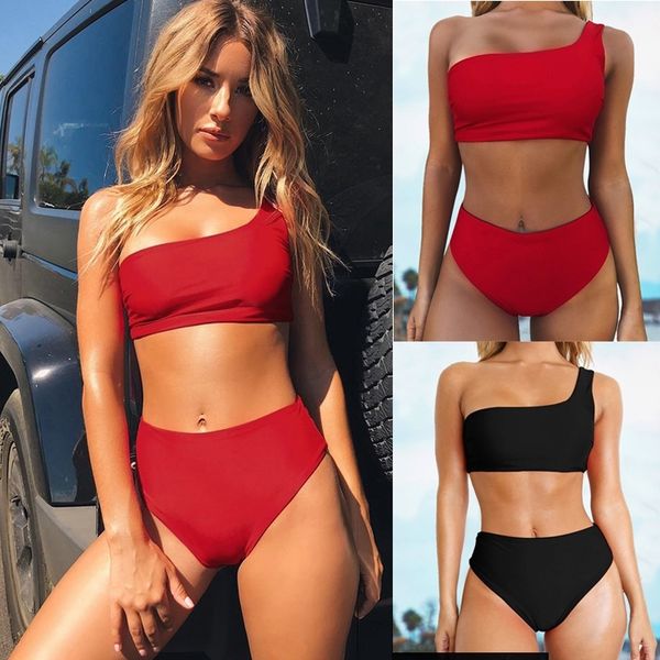 one shoulder bikini brazillian swimsuit women red bikini set swimwear female thong beachwear swimming suit biquini t200508, White;black
one shoulder bikini brazillian swimsuit women red bikini set swimwear female thong beachwear swimming suit biquini t200508, White;black