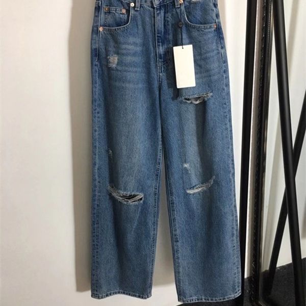 high end luxury women autumn new fashion blue irregular hole high waist thin wide leg jeans pants y1214
high end luxury women autumn new fashion blue irregular hole high waist thin wide leg jeans pants y1214