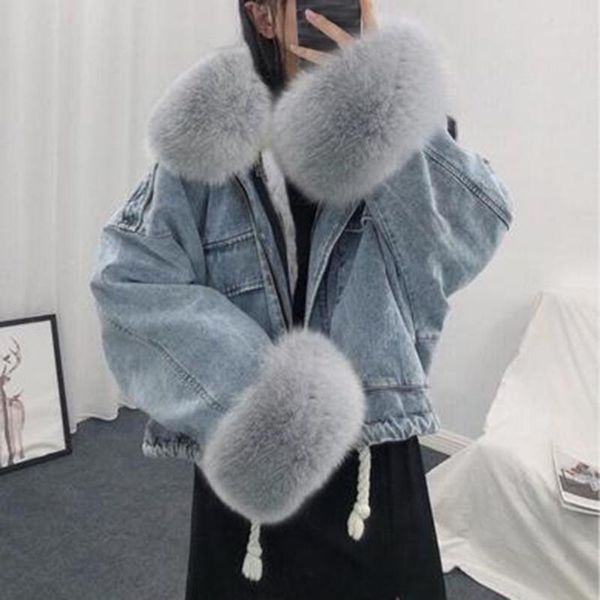 adisputent winter women thick denim jacket faux fur jean coats ladies thick long sleeve frayed overcoat plus size outwear mujer, Black
adisputent winter women thick denim jacket faux fur jean coats ladies thick long sleeve frayed overcoat plus size outwear mujer, Black