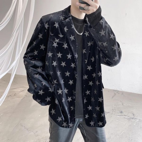men's suits & blazers male stage fashion show clothing dress suit coat outerwear men velvet star bright diamond loose casual jacket, White;black
men's suits & blazers male stage fashion show clothing dress suit coat outerwear men velvet star bright diamond loose casual jacket, White;black