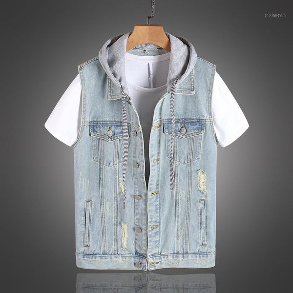 british fashion men vest retro light blue destroyed ripped hooded denim vest men streetwear sleeveless hip hop chaqueta hombre1, Black;white
british fashion men vest retro light blue destroyed ripped hooded denim vest men streetwear sleeveless hip hop chaqueta hombre1, Black;white