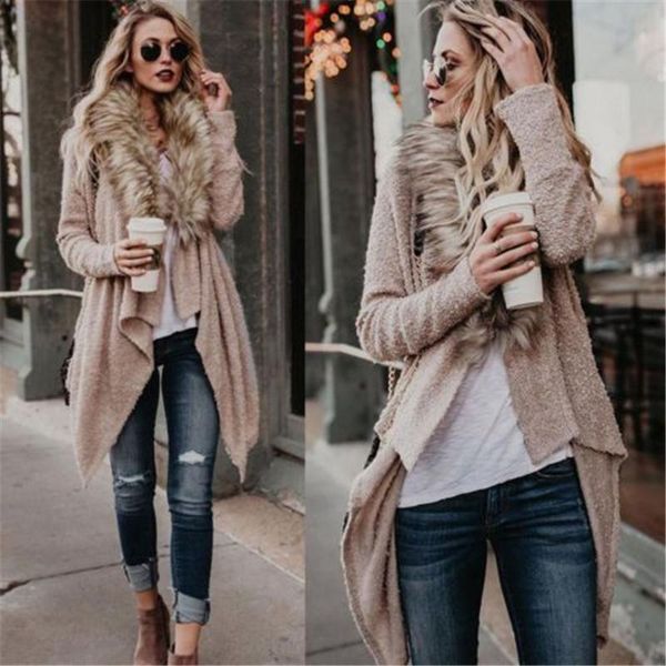 women's wool & blends arrival womens autumn winter fur fluffy warm cardigans coat waterfall jacket outwear, Black
women's wool & blends arrival womens autumn winter fur fluffy warm cardigans coat waterfall jacket outwear, Black