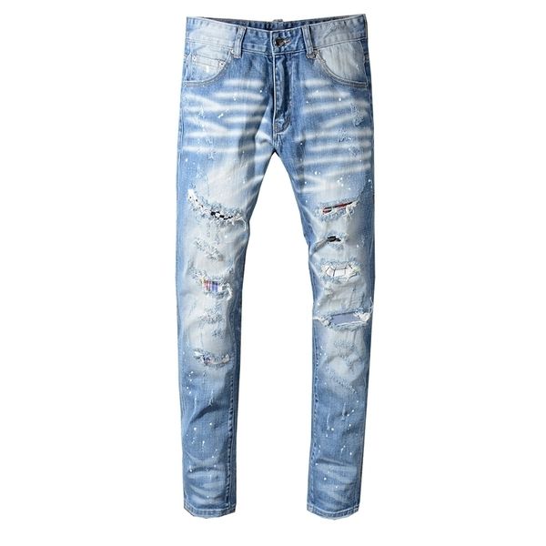 new men's male trousers european american street fashion slim jeans light-colored scratched holes patch beggar denim pants, Blue
new men's male trousers european american street fashion slim jeans light-colored scratched holes patch beggar denim pants, Blue