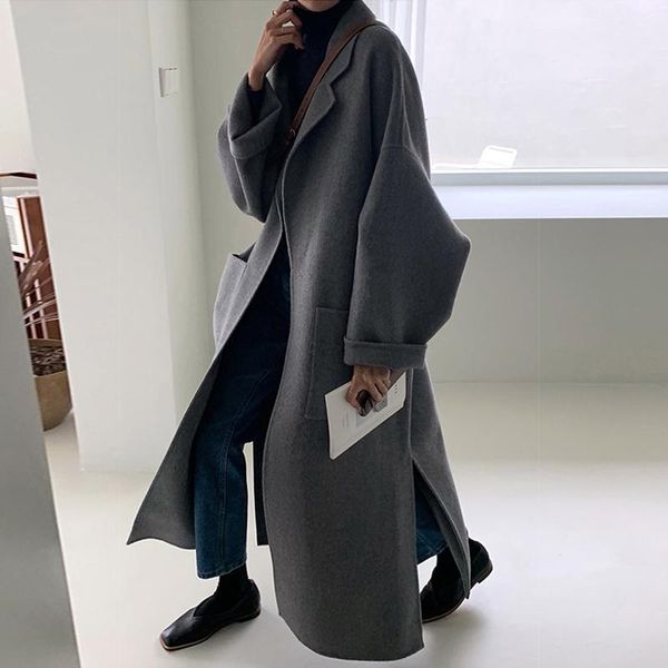 casual oversized long blend coats women winter side split lace-up female outwear elegant ladies woolen jackets nw1131, Black
casual oversized long blend coats women winter side split lace-up female outwear elegant ladies woolen jackets nw1131, Black