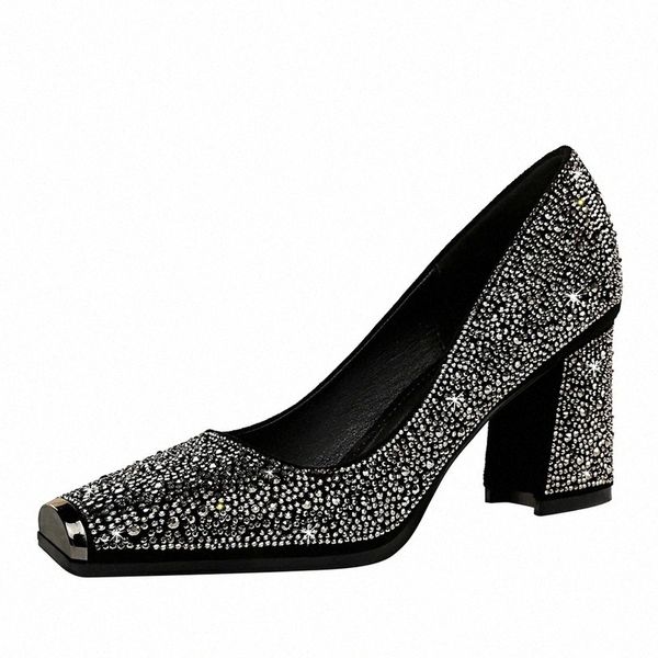 new occident style banquet high heels thick heel shallow metal square head shine rhinestone women's shoes wedding shoes #hn7y, Black
new occident style banquet high heels thick heel shallow metal square head shine rhinestone women's shoes wedding shoes #hn7y, Black